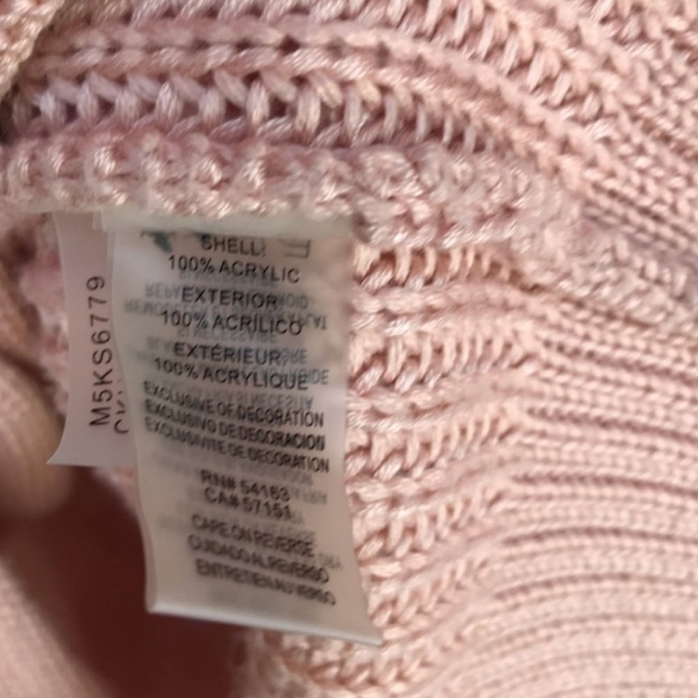 Calvin Klein Sweater Size XL Pale Pink Long Sleeve Criss Cross Tie Neck - Picture 3 of 4